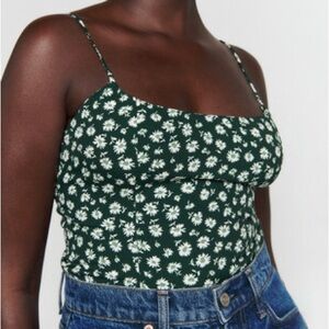 Reformation Green Floral Tank Top